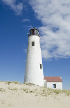 Great Point Lighthouse against sky with puffy clouds
Nantucket, Massachusetts, USA