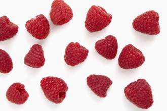 Ripe raspberries on white background
New York City, New York State, USA