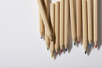 Colorful pencils on white background
New York City, New York State, USA