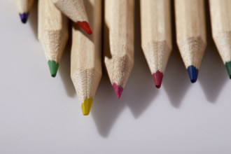 Close-up of colorful pencils on white background
New York City, New York State, USA