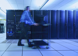 Man walking in data center