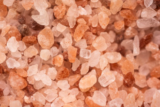 Close-up of coarse pink salt crystals