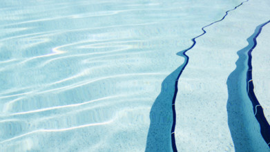Swimming pool steps and crystal water