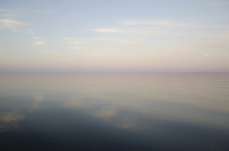 USA, New York, Hammond, Evening sky reflected in calm lake surface