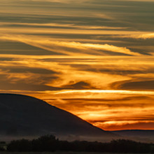 USA, Idaho, Bellevue, Silhouette of hill against sky at sunset