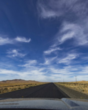 USA, Nevada, Winnemucca, Empty desert highway seen from car