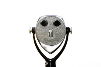 Studio shot of coin-operated binoculars