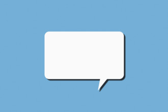 Blank thought bubble on blue background