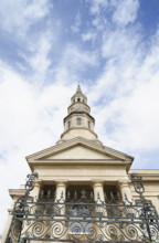 USA, South Carolina, Charleston, Low angle view of historic St. Philips Church against sky