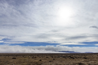 USA, Nevada, Elko, Desert landscape during dust storm