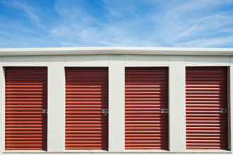 Row of self-storage units. Emmitsburg, Maryland, USA.
