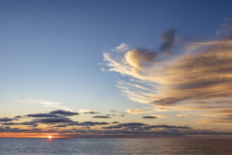 Clouds above ocean at sunset. La Jolla, California, USA.