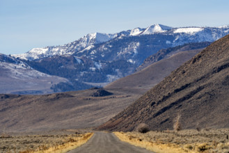 Empty rural road over Trail Creek Pass. Mackay, Idaho, USA.