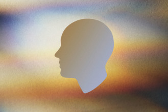 Face shape on abstract background. New York City, New York State, USA.