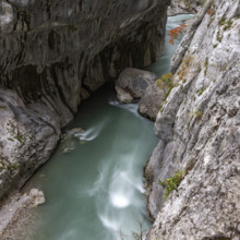 Verdon River crossing Verdon Gorge, blurred motion, Gorges du Verdon, Provence, France.