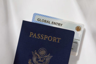 Global Entry Card and Passport, New York City, New York, USA.
