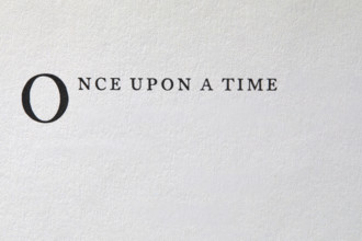 Once Upon A Time typed on white paper, New York City, New York, USA.