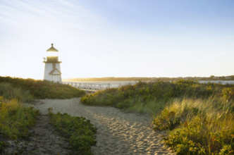 Early morning sun on Brant Point Light, Nantucket, Massachusetts, USA.
