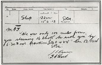 Message envoyé par le cargo Birma, en réponse au signal de détresse émis par le RMS Titanic