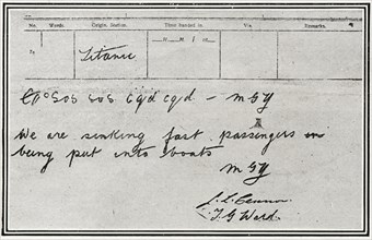 Second message de détresse envoyé par les opérateurs radio du RMS Titanic