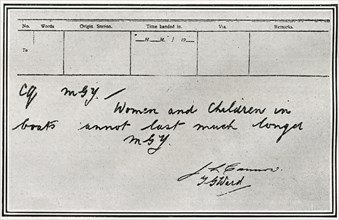 Message de détresse envoyé par les opérateurs radio du RMS Titanic