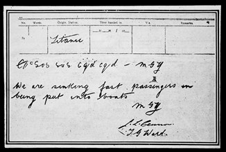 Télégramme de détresse, envoyé par l’opérateur radio du RMS Titanic