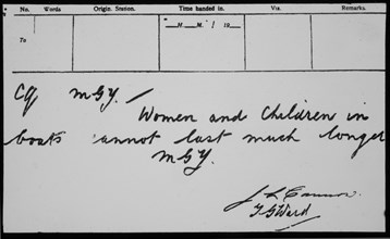 Télégramme de détresse du Titanic, envoyé par l'opérateur radio