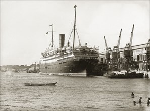 SS Franconia at Kilindini harbour. SS Franconia docked at Kilindini harbour. Mombasa, Kenya, circa