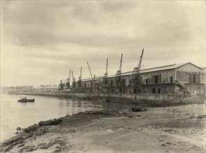 Dockside cranes at Kilindini harbour. Cranes on the dockside at Kilindini harbour. Mombasa, Kenya,