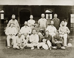 Members of the south Bombay cricket team. Members of the south Bombay cricket team pose outside a