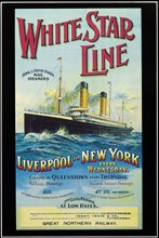 White Star Line poster. A 1990s reproduction of an early White Star Line advert, depicting the RMS