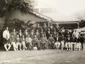 Calcutta Cricket Club. British members of the Calcutta Cricket Club line up for the camera in