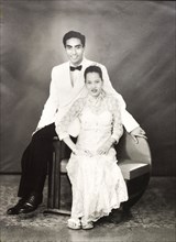 Portrait of a married Burmese couple. Studio portrait of a married Burmese couple, Mrs and Mrs Nyun