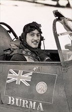 Stanford Tuck in the cockpit of a Hawker Hurricane. RAF flying ace Wing Commander Robert Stanford