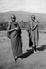 Two Kamba girls. Two young Kamba women pictured in a rural setting. Machakos, Kenya, June 1927.