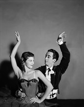 Daphne Dale and Nicholas Polajenko. Dancers Daphne Dale and Nicholas Polajenko, wearing theatrical