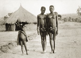 Balanda children on the Bo road. Three semi-naked Balanda children on the road to Bo town. The