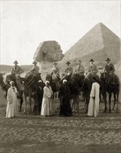 Visiting the Sphinx, circa 1924. A group of European men, probationers in the Sudan Political