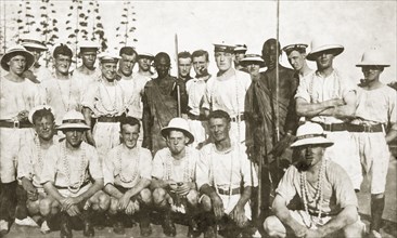 Sailors from HMS Delhi. A group of European sailors from HMS Delhi line up for a photograph with