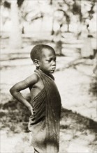 Swahili boy. Portrait of a young Swahili boy standing with his hands on his hips. Zanzibar