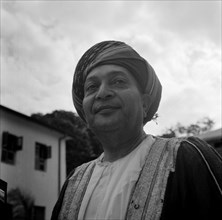 Liwali of the coast. Portrait of the Liwali of the coast wearing a turban and traditional dress.