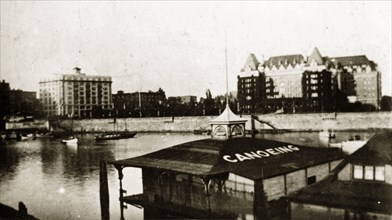 Victoria harbour. View of the inner harbour showing the Empress Hotel in the background. Victoria,