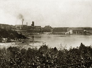 Laurentide pulp mills. View of the Laurentide pulp mills in the St Maurice river valley, one of