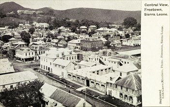 Freetown, Sierra Leone. View across the city centre of Freetown. Freetown, Sierra Leone, circa 1920