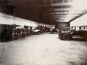 Swanzy garage, Gold Coast. Cars lined up in the Motor Transport Depot of F. & A. Swanzy Limited.