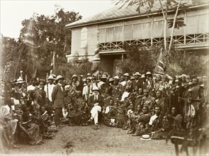 Meeting between British and Asante leaders. British Chief Commissioner, Charles Harper (centre),