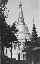 The Shwe Dagon Pagoda. View of the Shwe Dagon Pagoda with its distinctive golden dome. Rangoon