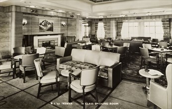 Smoking room aboard S.S. Kenya. Interior of the first class smoking room aboard S.S. Kenya, a