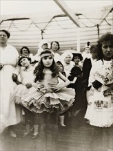 Fancy dress party aboard RMS Arundel Castle. A young girl, dressed in a ballet outfit with tutu,