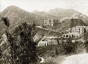 Victoria Peak, 1903. View of Victoria Peak, the highest mountain on Hong Kong Island, showing the